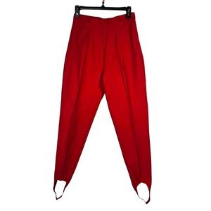 VTG US Wear Red High Waisted Stirrup Pants‎ Pleated Front Woman 11/12 Retro 80s